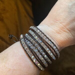 Victoria Emerson, Elegant Crystal Wrap Bracelet, black and iridescent